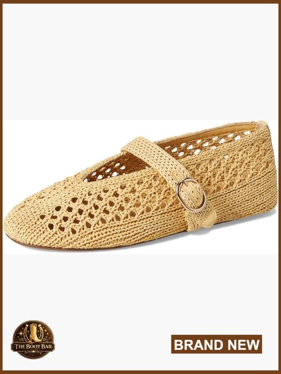 Shoes - Woven Raffia Ballet Flats Women Round Toe Mary Jane Comfortable Flat Shoes